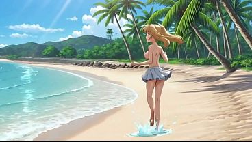 Beach Blonde Blowout: Elsa'_s Sandy Suck and Fuck Fest AI Generated