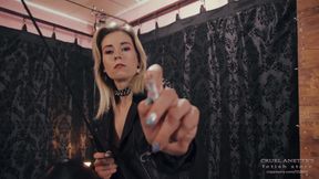 Blonde babe smoking a cigarette in foot worship solo