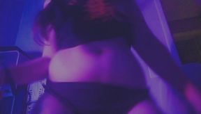 Late night vibes hot student dancing and playing on her room with webcam on