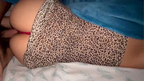 Little Asian slut in red thong shows off her round ass