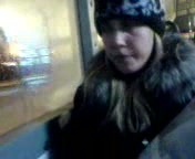 Masturbating my cock in public bus in front of cute Russian chick