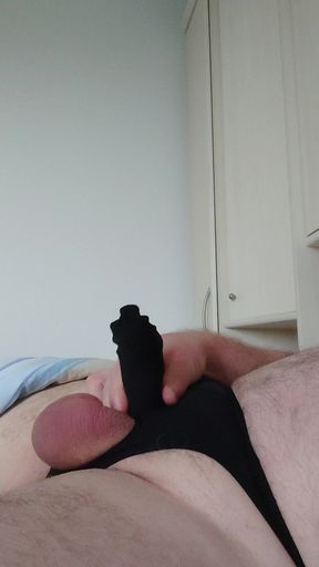 Horny Jerking off in a Black Thong for the Cock