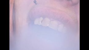 Nicotine effects! Teeth up close with new cavities and yellowed nails - smoking