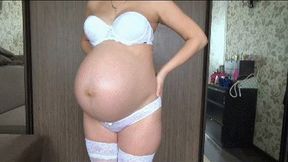 small boy is inside belly BBn