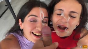 Two Cum-covered Beauties Love to Walk - Cumwalk
