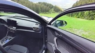 Hand Job while driving - Outside screwed and cum on Monster Butt