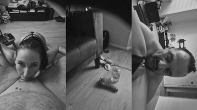 Polish amateur gagged on rough deep throat then covered in cum load