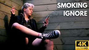 Smoking in Converse Ignore POV - Jaq Quicksilver Uses You as an Ashtray and Spittoon While Smoking Outside - domination, tomboy, short hair, non-nude - 4k mp4
