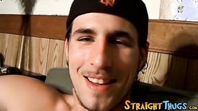 ”Straight thug masturbates with buddies & takes facial cum”