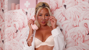 Asian with glasses on Jennie Rose looks pretty & sexy girl exposed sexy body