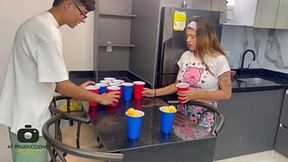 I play a sex game with my stepsister and end up fucking her hard &mdash;  cumming on her tits