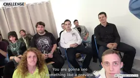 Full class of people watching fat dude how fail with Mea Melone