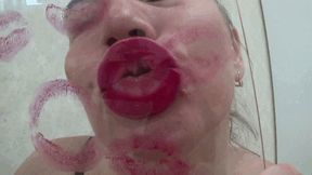 Sexy red lips kissing you a