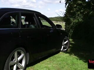 21yo outdoor voyeur GF teases her stroking BF untill jizz flow