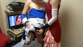 2 Asian Crossdressers Give a Handjob