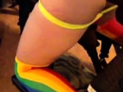 Boytoyslutboy rainbow socks fuck machine big black dildo