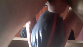 Hogtied in pantyhose and high heels, rough deeptrhroat and huge load of cum in her mouth