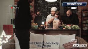 Luna Rival Tempts While Boyfriend Watches in Kitchen