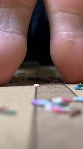 Giantess Smashing Little People on Yoga Mat