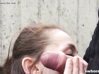 Czech street floozy takes a giant load on her face in POV movie