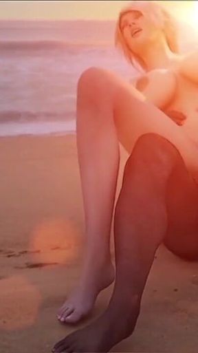 Busty Blonde 3D Beach Girls Fucked in the Ass by BBC