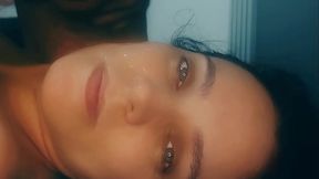 Hot girl shows how to suck and gets a cum shot on her face