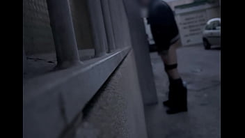 Amateur mates pissing in the street and then quick blowjob