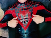 POV Latex rubber Spider Man super hero cosplayer begging you to breed him