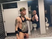 Daniel Hausser hard in public gym bathroom
