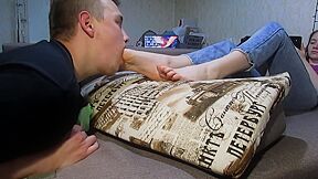 Blonde Boy Worships His Amateur Mistresss Running Shoes And Lovely Feet