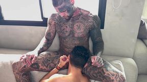 muscular tattooed man and my friend fucked me with no mercy!