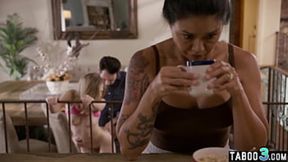 Dude bangs fresh Coco Lovelock and his Asian MILF wife's assholes