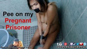 Pee on my pregnant asian prisoner - cumm on belly