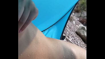 Super risky blowjob on public beach with 18yo Amateur Teen - Yoya Grey