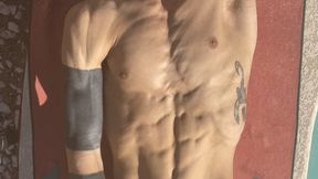 POV Tanning Masturbation Big Dick Tattooed Muscle Hunk Hoss Kado Jerking Off