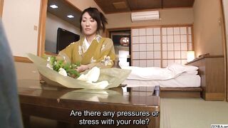 Japanese kimono clad wife offers private flower arrangement classes held in classy hotel rooms that lead to sex