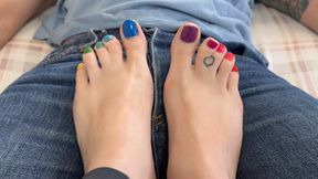 Rainbow Pedicure Manicure Footjob and Handjob