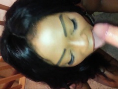 Hot Black Girl Takes on a Big White Cock