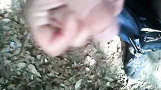 Bearded Man Masturbating Outdoors