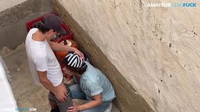 Young amateur couple fucking in the street.and they got caught!