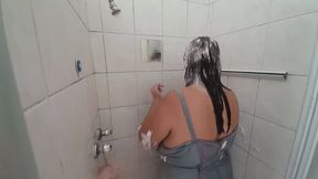 From Mess to Clean: Denim Dress Shower