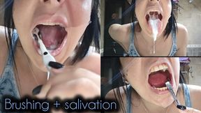 Brushing teeth with excessive salivation