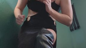 Squished By Giantess In A Black Dress