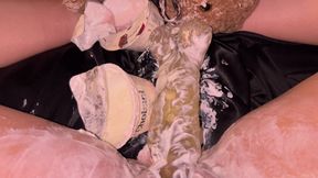 I WAS HOME ALONE &amp; THAT'S WHAT HAPPENED WHEN I SAW YOUGURT-AMATEUR ARABIAN SNOWWHITE MASTURBATES WITH DILDO- KINKY HARDCORE FOOD