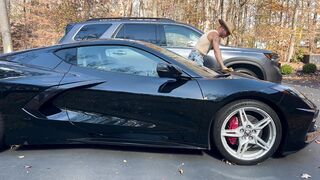 Corvette Cowboy dusts distant the car and its cowboy dick