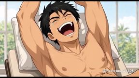 Poolside Loungers - Roped To The Headrest, Hands All Over His Ribs (2D Anime Bara)