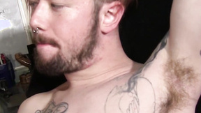 Tatted alt amateur pulls his hard prick out & masturbates