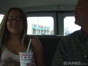 There is just enough room for Nicole Parks to ride a cock in this minivan