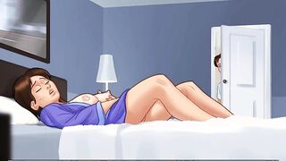 Summertime Saga: Step Daughter And Stepson Caught Their Stepmother Masturbating Into