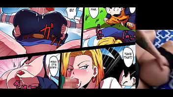 Viendo porno de la androide 18 con mi madrastra mientras la follo